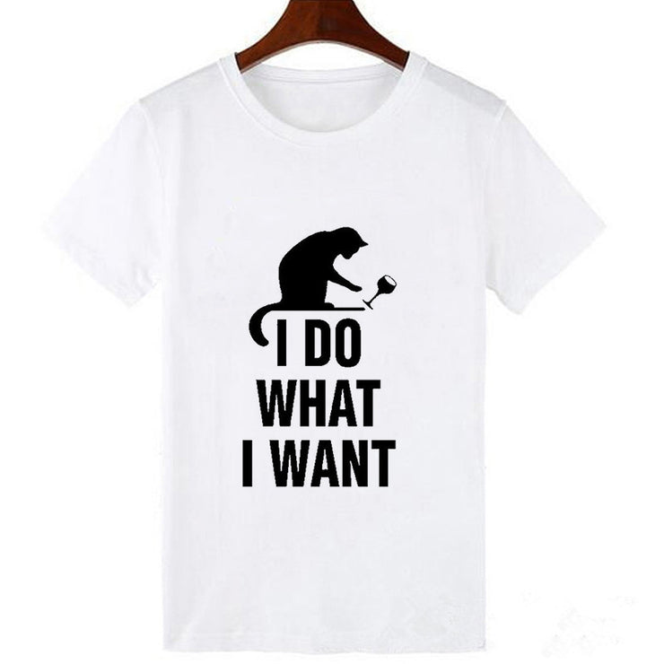 Horro Skull and Cat Femal Tshirt Top Tees kawai T-shirt